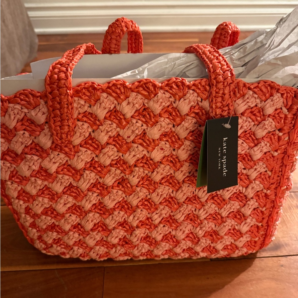 Kate Spade Pink Woven Tote Bag